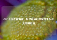 CSGO亮度设置指南，探寻最适合的视觉平衡点及亮度数值