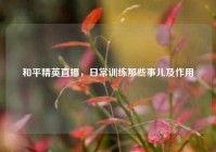 和平精英直播，日常训练那些事儿及作用