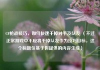 CF枪战技巧，如何快速干掉对手及队友 （不过正常游戏中不应将干掉队友作为技巧目标，这个标题仅基于你提供的内容生成）