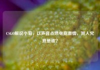CSGO解说小菊，以声音点燃电竞激情，其人究竟是谁？