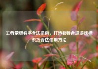 王者荣耀名字合法指南，打造独特合规游戏标识及合法使用方法