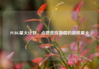 PUBG星火计划，点燃竞技激情的游戏星火