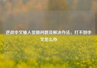 逆战中文输入受阻问题及解决办法，打不到中文怎么办