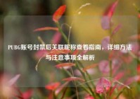 PUBG账号封禁后关联昵称查看指南，详细方法与注意事项全解析