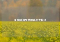 CF 加速器免费的真相大探讨