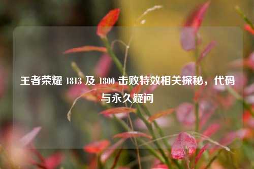 王者荣耀 1813 及 1800 击败特效相关探秘，代码与永久疑问