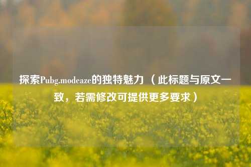 探索Pubg.modeaze的独特魅力 （此标题与原文一致，若需修改可提供更多要求）
