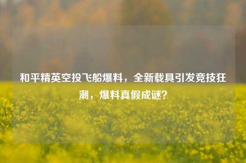 和平精英空投飞船爆料,全新载具引发竞技狂潮,爆料真假成谜?