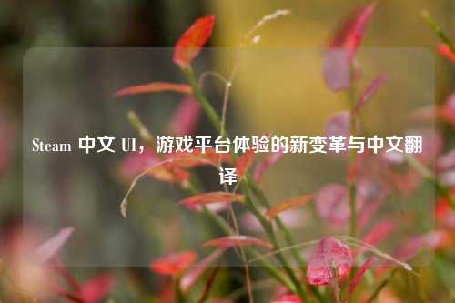 Steam 中文 UI,游戏平台体验的新变革与中文翻译