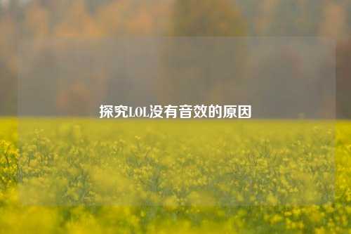 探究LOL没有音效的原因
