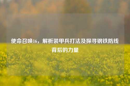 使命召唤16,解析装甲兵打法及探寻钢铁防线背后的力量