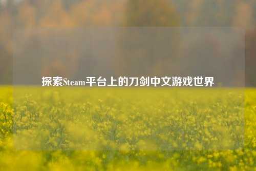 探索Steam平台上的刀剑中文游戏世界
