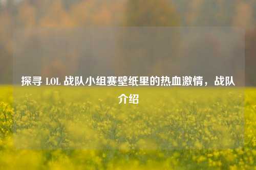 探寻 LOL 战队小组赛壁纸里的热血激情,战队介绍