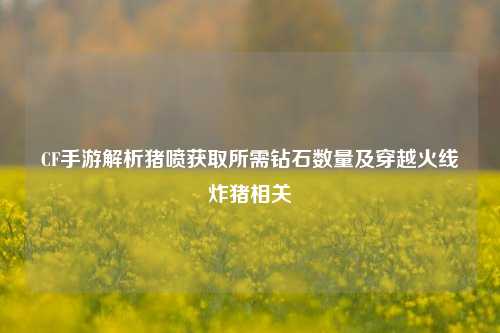 CF手游解析猪喷获取所需钻石数量及穿越火线炸猪相关