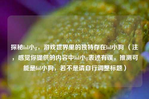 探秘lol小g,游戏世界里的独特存在lol小狗 (注,感觉你提供的内容中lol小g表述有误,推测可能是lol小狗,若不是请自行调整标题)