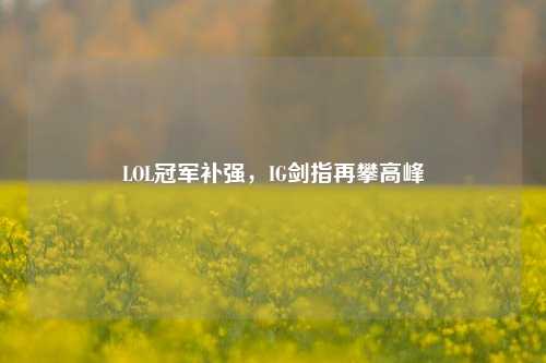 LOL冠军补强，IG剑指再攀高峰