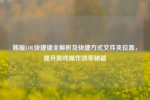 韩服LOL快捷键全解析及快捷方式文件夹位置,提升游戏操作效率秘籍