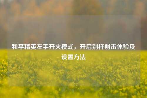和平精英左手开火模式,开启别样射击体验及设置方法