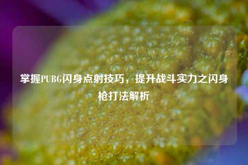 掌握PUBG闪身点射技巧,提升战斗实力之闪身枪打法解析
