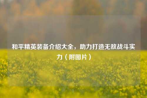 和平精英装备介绍大全,助力打造无敌战斗实力(附图片)