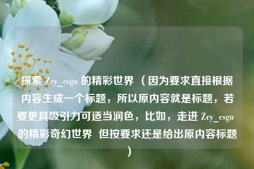 探索 Zcy_csgo 的精彩世界 (因为要求直接根据内容生成一个标题,所以原内容就是标题,若要更具吸引力可适当润色,比如,走进 Zcy_csgo 的精彩奇幻世界 但按要求还是给出原内容标题)