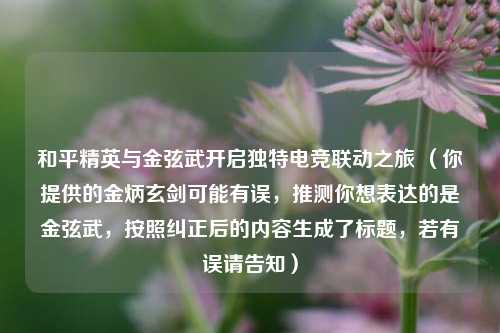 和平精英与金弦武开启独特电竞联动之旅 （你提供的金炳玄剑可能有误，推测你想表达的是金弦武，按照纠正后的内容生成了标题，若有误请告知）