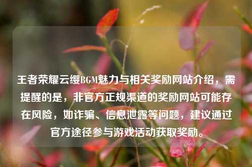 王者荣耀云缨BGM魅力与相关奖励网站介绍,需提醒的是,非官方正规渠道的奖励网站可能存在风险,如诈骗、信息泄露等问题,建议通过官方途径参与游戏活动获取奖励。