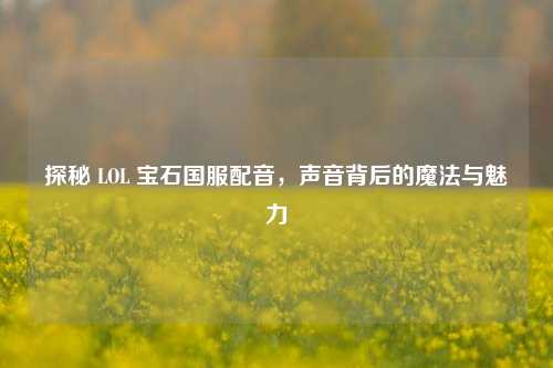 探秘 LOL 宝石国服配音,声音背后的魔法与魅力