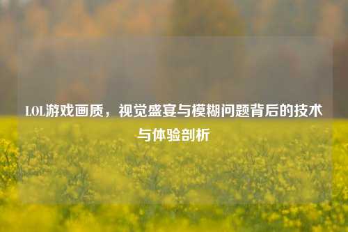 LOL游戏画质,视觉盛宴与模糊问题背后的技术与体验剖析