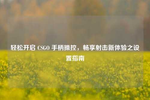 轻松开启 CSGO 手柄操控,畅享射击新体验之设置指南