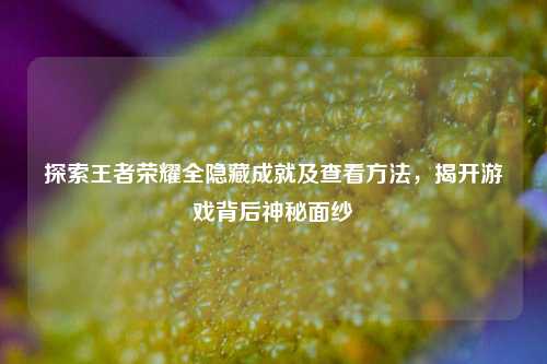 探索王者荣耀全隐藏成就及查看方法,揭开游戏背后神秘面纱