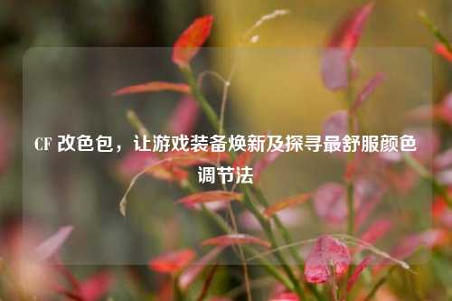 CF 改色包，让游戏装备焕新及探寻最舒服颜色调节法