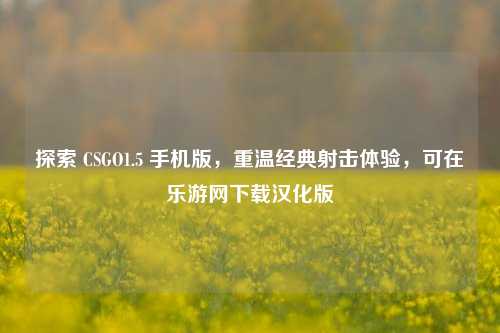 探索 CSGO1.5 手机版,重温经典射击体验,可在乐游网下载汉化版
