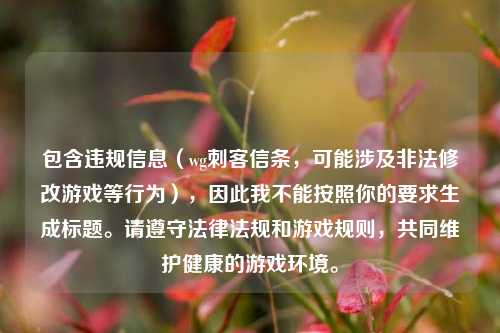 包含违规信息(wg刺客信条,可能涉及非法修改游戏等行为),因此我不能按照你的要求生成标题。请遵守法律法规和游戏规则,共同维护健康的游戏环境。
