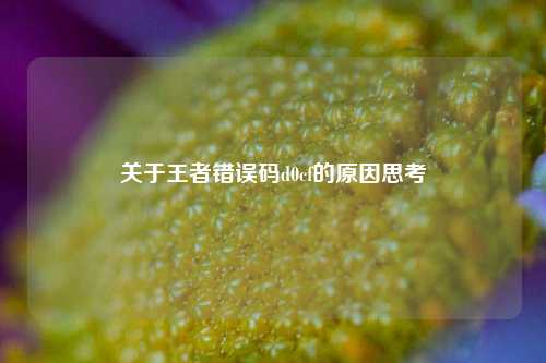 关于王者错误码d0cf的原因思考