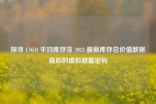 探寻 CSGO 平均库存及 2023 最新库存总价值数据背后的虚拟财富密码