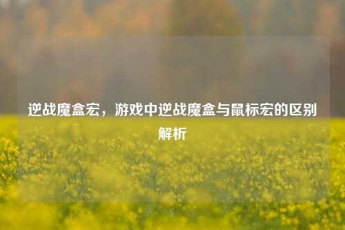 逆战魔盒宏,游戏中逆战魔盒与鼠标宏的区别解析