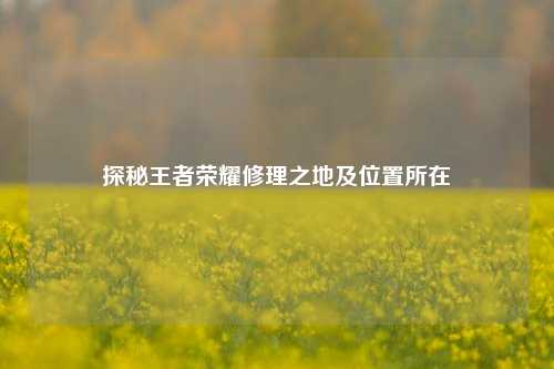 探秘王者荣耀修理之地及位置所在