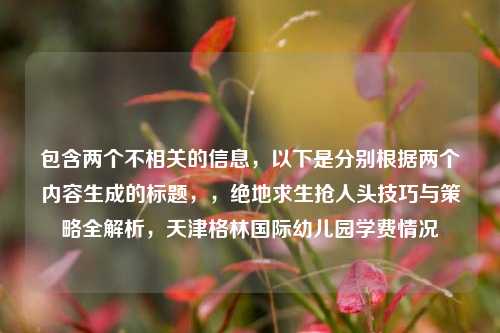 包含两个不相关的信息,以下是分别根据两个内容生成的标题,,绝地求生抢人头技巧与策略全解析,天津格林国际幼儿园学费情况