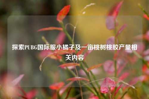 探索PUBG国际服小橘子及一亩桃树桃胶产量相关内容