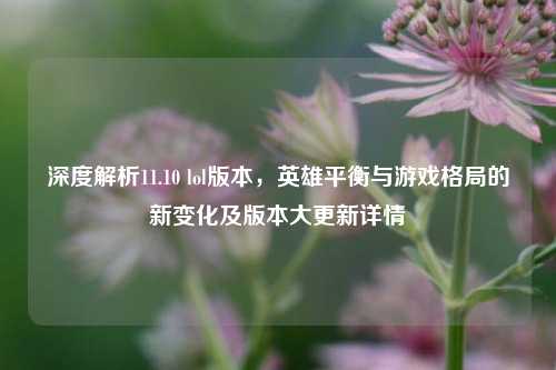 深度解析11.10 lol版本,英雄平衡与游戏格局的新变化及版本大更新详情