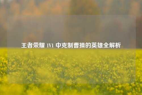 王者荣耀 1V1 中克制曹操的英雄全解析