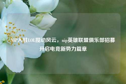 NIP入驻LOL搅动风云,nip英雄联盟俱乐部招募开启电竞新势力篇章