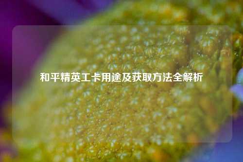 和平精英工卡用途及获取方法全解析