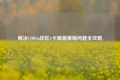 解决COD16战区A卡画面模糊问题全攻略