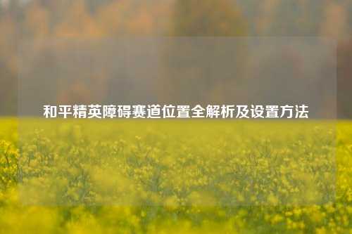 和平精英障碍赛道位置全解析及设置方法