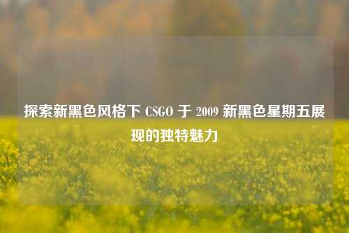 探索新黑色风格下 CSGO 于 2009 新黑色星期五展现的独特魅力