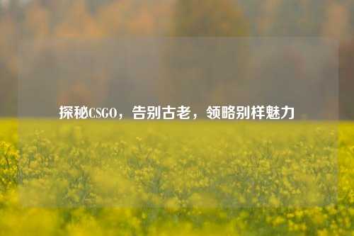 探秘CSGO,告别古老,领略别样魅力