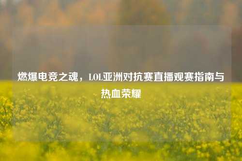 燃爆电竞之魂,LOL亚洲对抗赛直播观赛指南与热血荣耀