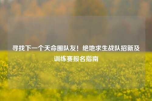寻找下一个天命圈队友！绝地求生战队招新及训练赛报名指南
